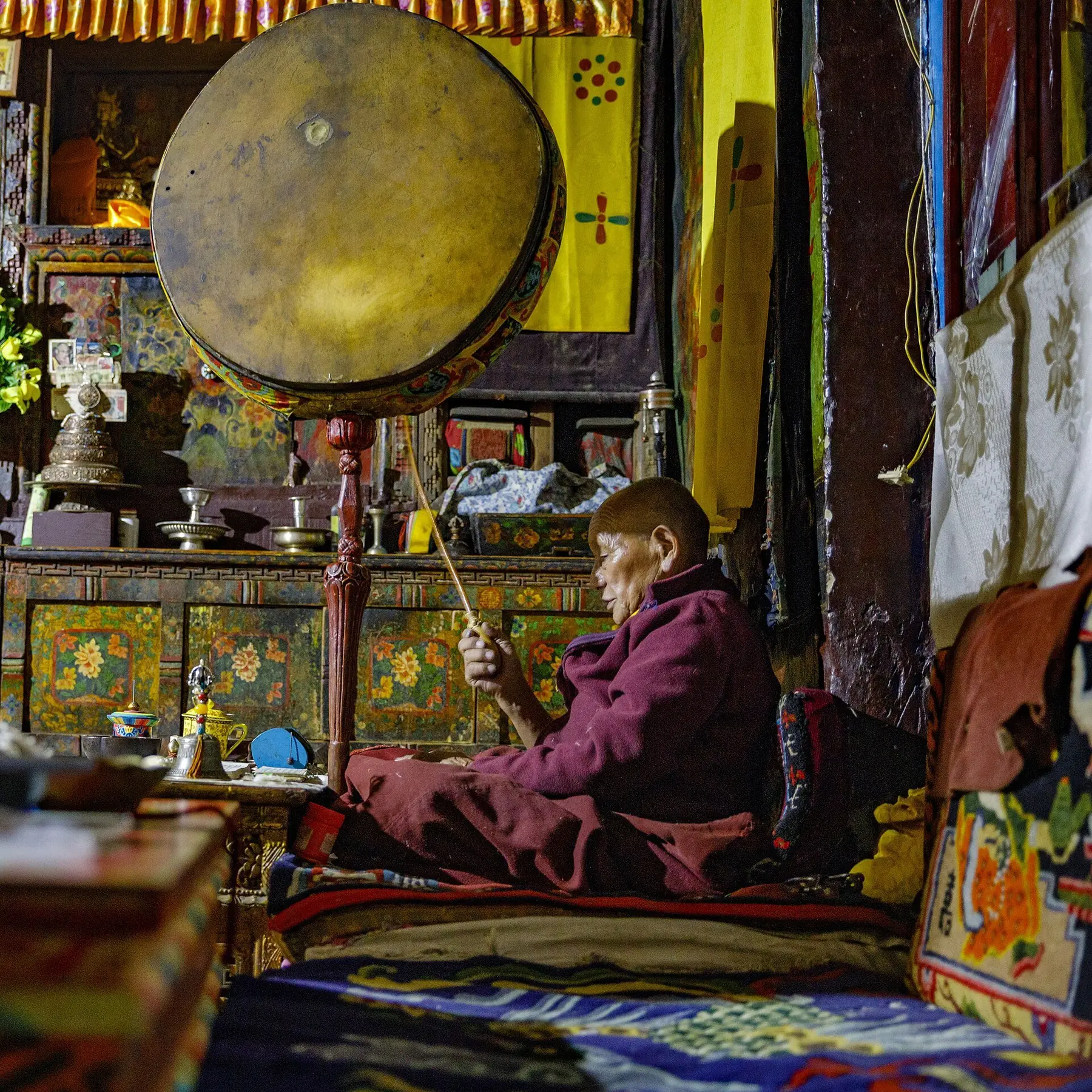 Young monk at prayer